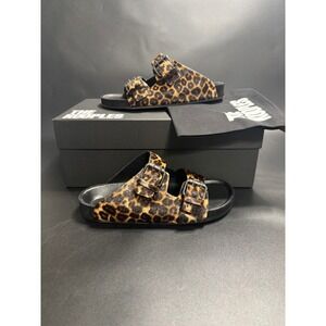 The Kooples NIB Haircalf Sandal Leopard Print Brown/Black FR 36/ US 5 MSRP $245‎